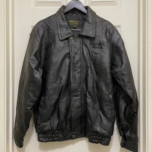 Roberto Amee Harrahs Laughlin Casino Patchwork Leather Bomber Moto‎ Jacket XL